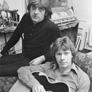 Nick Lowe dark shirt) and Dave Edmunds (in lighter shirt) pictured together in 1979