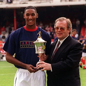 Nicolas Anelka Arsenal footballer May 1999 recieves his PFA Young Player of