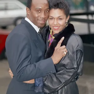 Nigel Benn with Caroline Jackson, October 1991 Print
