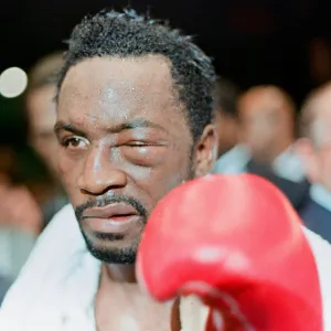 Nigel Benn leaves the ring at the NEC in Birmingham. 18th November 1990 after losing to Nigel Benn leaves the ring at the NEC in Birmingham. 18th November 1990 after losing to