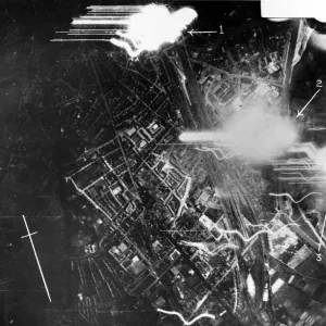Night photograph taken from RAF bombers while making a heavy attack upon Munster Night photograph taken from RAF bombers while making a heavy attack upon Munster