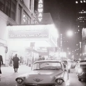 Night time on Broadway New York USA Theatre Neon signs American Car Night time on Broadway New York USA Theatre Neon signs American Car