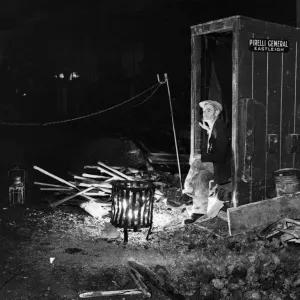 Night Watchman by a Brazier Print, Eastleigh 1938