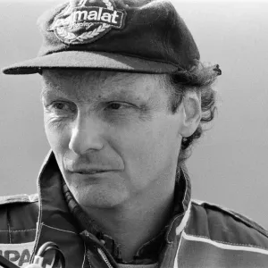 Niki Lauda with the new MP4 / 1C Marlboro McLaren car, Woking, Surrey. 1st March 1983 Niki Lauda with the new MP4 / 1C Marlboro McLaren car, Woking, Surrey. 1st March 1983