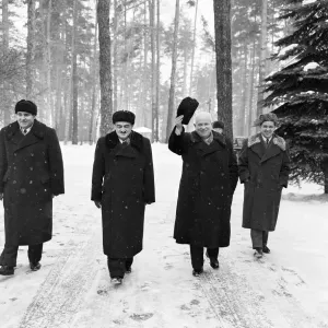 Nikita Khrushchev Waving in the Snow Soviet Print 1959 Nikita Khrushchev Waving in the Snow Soviet Print 1959