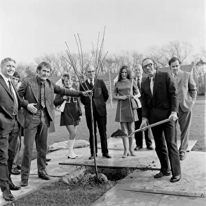 Nobby Stiles planting a tree, Teesside. 1972