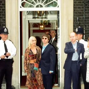 Noel Gallagher and his girlfriend Meg Matthews at 10 Downing Street for a party held by