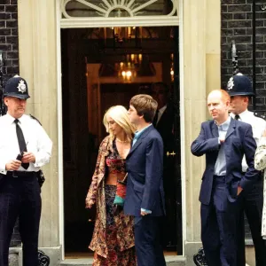 Noel Gallagher and his girlfriend Meg Matthews at 10 Downing Street for a party held by