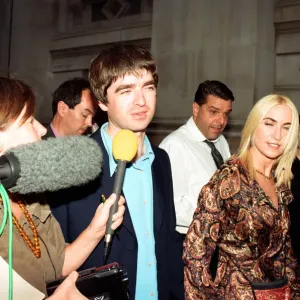 Noel Gallagher and his girlfriend Meg Matthews at 10 Downing Street for a party held by