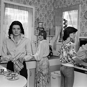 The Nolan sisters at home in Ilford. In the kitchen, Anne, Bernadette, Maureen and Linda