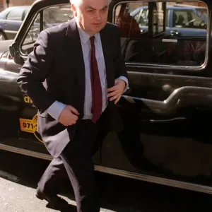 Norman LaMont MP leaving a Taxi Cab