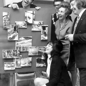 Norman Wisdom made a visit to Hinckley to see how work was progressing with the town