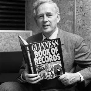 Norris McWhirter with Guinness Book of Records Print 1982 Norris McWhirter with Guinness Book of Records Print 1982