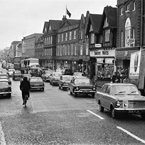 Northbrook Street in Newbury, Berkshire. Newbury is to become a city. 19th March 1964