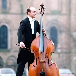 Northern Synfonia double bass player Roberto Carillo-Garcia outside Durham Cathedral in