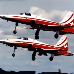 Northrop F-5E / F Tiger II aircraft of Patrouille Suisse aerobatic team of the Swiss Air Northrop F-5E / F Tiger II aircraft of Patrouille Suisse aerobatic team of the Swiss Air