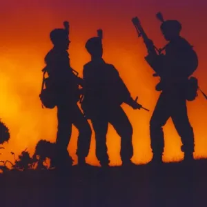 Some Northumberland Fusiliers on dawn patrol at Catterick