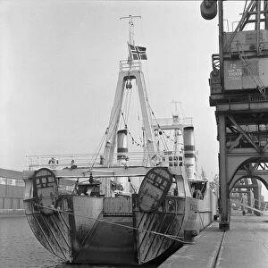 The Norwegian trawler Gadus seen here tied up along side St Andrews Dock 4th March 1968
