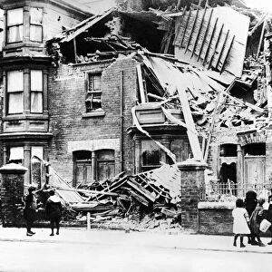 Nos 20 and 21 Cleveland Road, Hartlepool hit by German shell fire during a raid by
