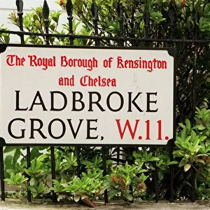 Notting Hill Feature April 1999 Ladbroke Grove Road sign, Notting Hill West London