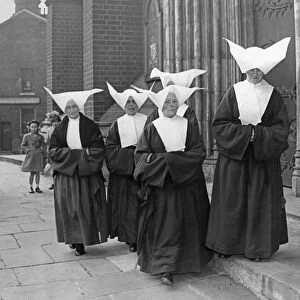 Nuns leaving St Chads Cathedral, Birmingham after a special service for the Pope