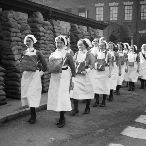 Birmingham Hospital Nurses in Gas Masks Print