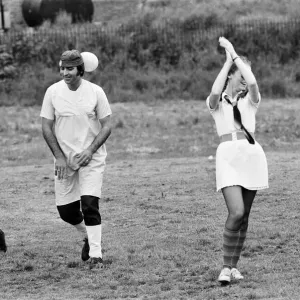 Nurses and Porters from Battle Hospital, Reading, take part in a game of football in Nurses and Porters from Battle Hospital, Reading, take part in a game of football in