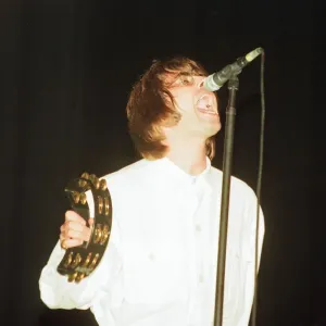 Oasis in concert at Knebworth, Hertfordshire. Liam Gallagher. 11th August 1996 Oasis in concert at Knebworth, Hertfordshire. Liam Gallagher. 11th August 1996
