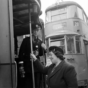 Office Cleaner Mrs Packham Tram Print, 13th June 1946