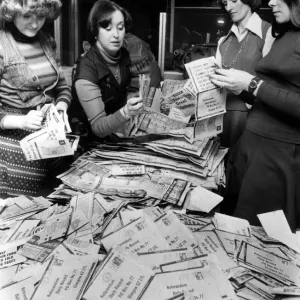 Office Girls Count the Record Referendum Results Print 1976 Office Girls Count the Record Referendum Results Print 1976