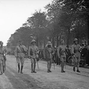 Officers of the 3rd Lahore Indian division seen here leading a parade in Orleans