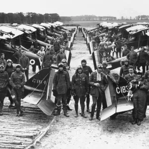 Officers and ground crew of No. 1 Squadron at Clairmarais Aerodrome, near St. Omer Officers and ground crew of No. 1 Squadron at Clairmarais Aerodrome, near St. Omer