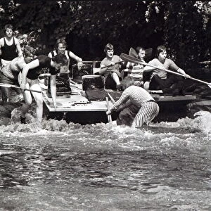 The Ogwr Tiki Raft Race, River Ogmore, Bridgend, South Wales, in May 1980