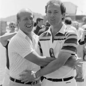 Black and white print of Bobby Charlton and Franz Beckenbauer together Black and white print of Bobby Charlton and Franz Beckenbauer together