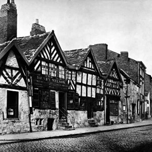 Old houses at Salford Cross, 1875. July 1956 P005423