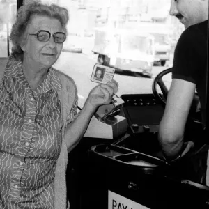 Old People - Travelling on the Bus using her bus pass, 12th August 1984