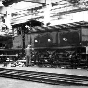 An old steam engine from the North Yorkshire Moors Railways at the Teeside Rail Ehibition