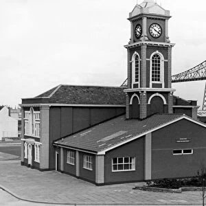The Old Town Hall, St Hilda, with Tees Transporter Bridge in background, Middlesbrough
