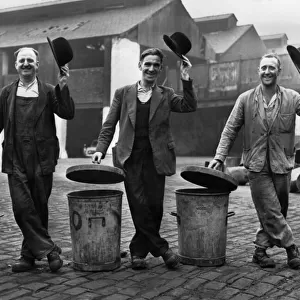 Old world Courtesy from the city Gents. These three happy dustmen latest recruits to