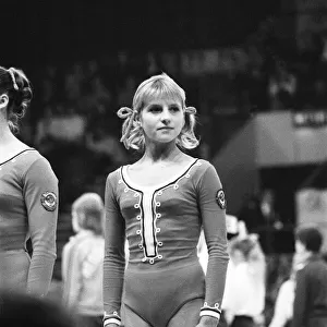 Olga Korbut competes in the Womens European Gymnastic Championships, Wembley Arena, London