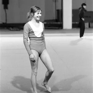 Olga Korbut, Olympic Gymnast, training with Soviet Union Gymnastics Team, at Earls Court
