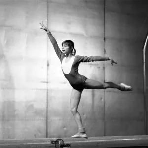 Olga Korbut, Olympic Gymnast, training with Soviet Union Gymnastics Team, at Earls Court