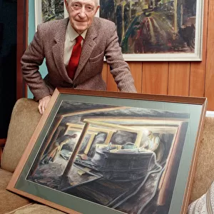 Oliver Kilbourn of Ashington, with one of his paintings. 2nd July 1991
