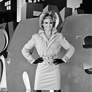 Olivia Newton John, singer and actor, pictured during a video shoot at Pinewood Studios