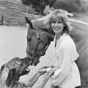 Olivia Newton John, singer and actor, pictured at home in Malibu, California, America Olivia Newton John, singer and actor, pictured at home in Malibu, California, America