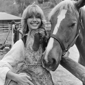 Olivia Newton John, singer and actor, pictured at home in Malibu, California, America Olivia Newton John, singer and actor, pictured at home in Malibu, California, America