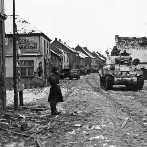 Print of a British tank passing through Susteren in the Netherlands Print of a British tank passing through Susteren in the Netherlands