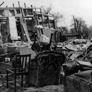 The owners of these chairs and settee were killed in a blitz which destroyed army huts The owners of these chairs and settee were killed in a blitz which destroyed army huts