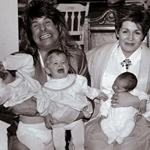 Ozzy and Sharon Osbourne with their screaming children l-r: Aimee aged 2