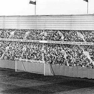 A painted mural during the rebuilding of the north bank end of the Arsenal football